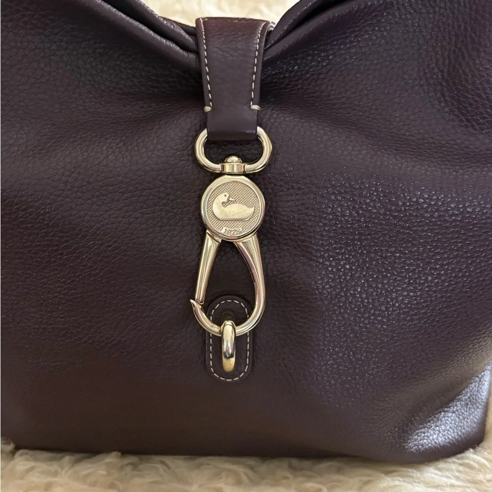Dooney & Bourke Burgundy Pebble Leather Logo Lock Large Hobo Bag with COA